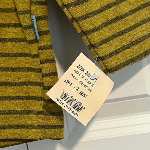 Vintage NWT Jean Bourget Green Long Sleeve Shirt Kids Size 12 Made in France - Picture 11 of 12